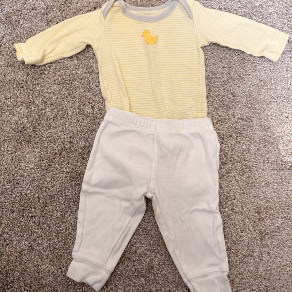 Yellow and Cream Striped Duck Onesie and Pants